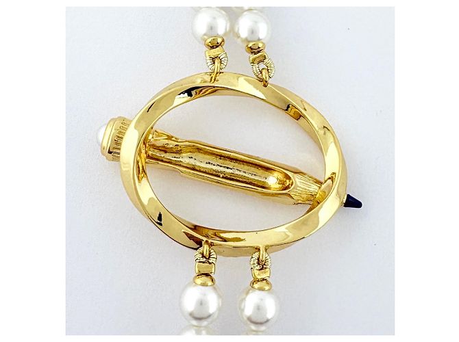 Collana Chanel a doppio giro di perle finte - vista 3