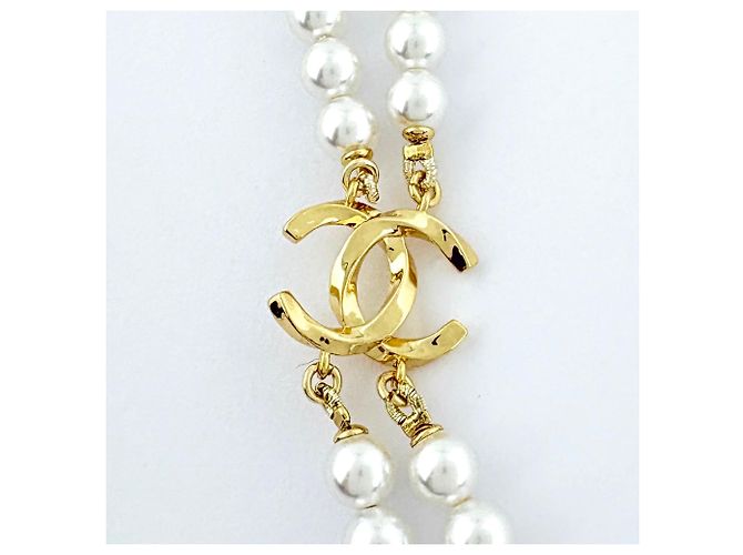 Collana Chanel a doppio giro di perle finte - vista 4