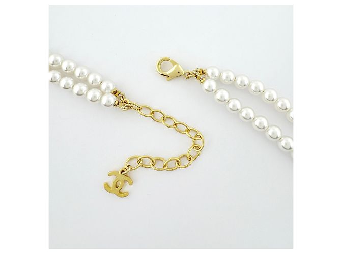 Collana Chanel a doppio giro di perle finte - vista 5