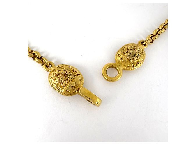 Collana lunga placcata oro con logo Chanel - vista 3