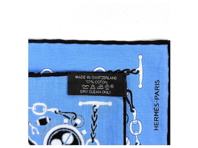 Hermès Bufanda de algodón azul claro Hermes - vista 2
