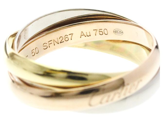 Anello Cartier Trinity in oro giallo rosa e bianco - vista 8