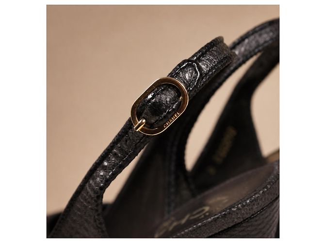 Chanel Slingbacks aus schwarzem Echtlizardleder - Ansicht 11