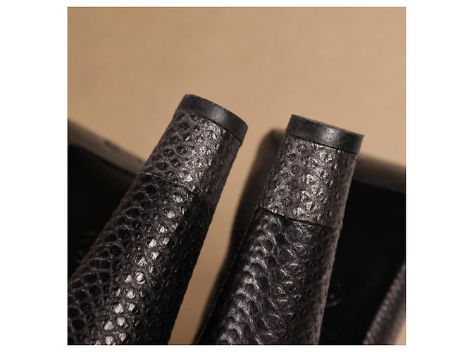 Chanel Slingbacks aus schwarzem Echtlizardleder - Ansicht 14