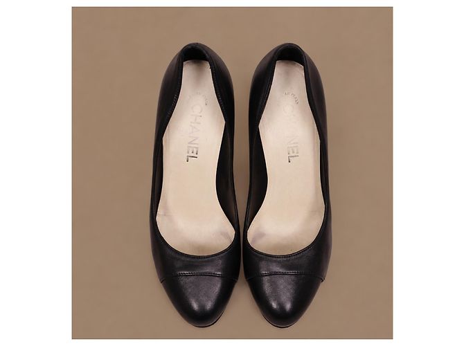 Chanel Schwarze Leder-Plateau-Pumps - Ansicht 11