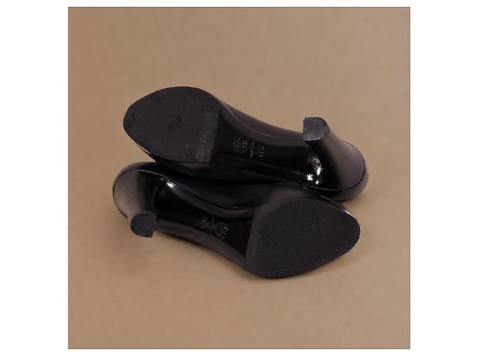Chanel Schwarze Leder-Plateau-Pumps - Ansicht 13