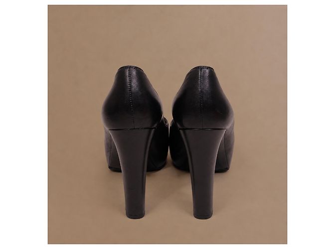 Chanel Schwarze Leder-Plateau-Pumps - Ansicht 8