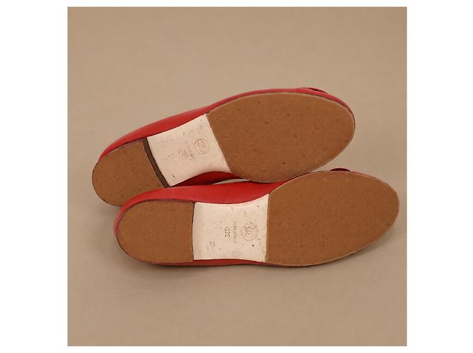 Chanel Ballerine in pelle rossa con Camelia - vista 12