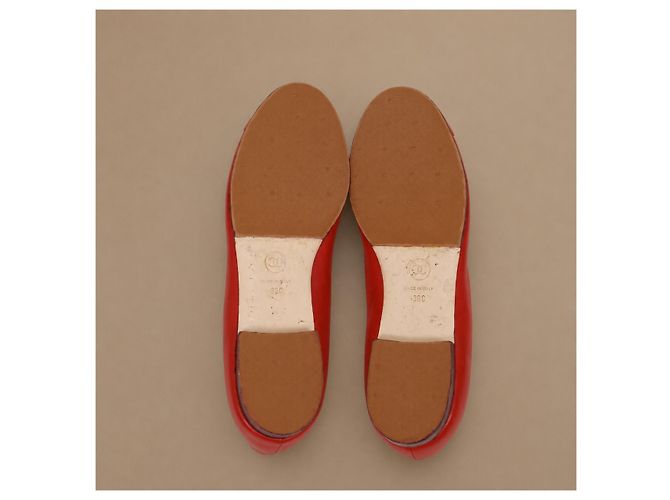 Chanel Ballerine in pelle rossa con Camelia - vista 13
