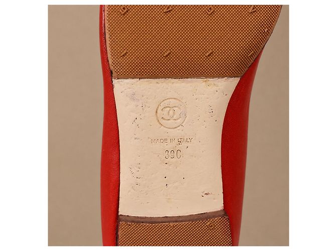 Chanel Ballerine in pelle rossa con Camelia - vista 18
