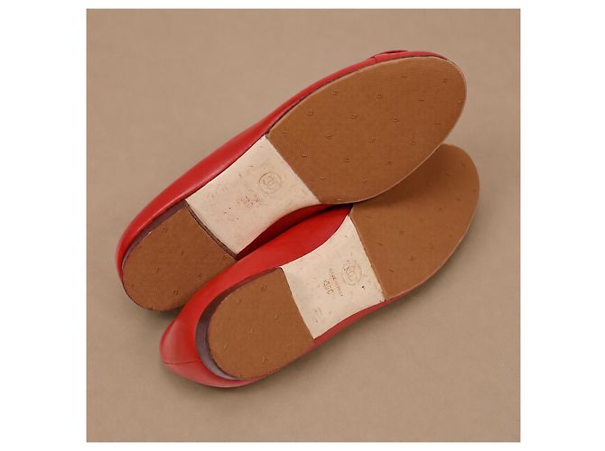 Chanel Ballerine in pelle rossa con Camelia - vista 19