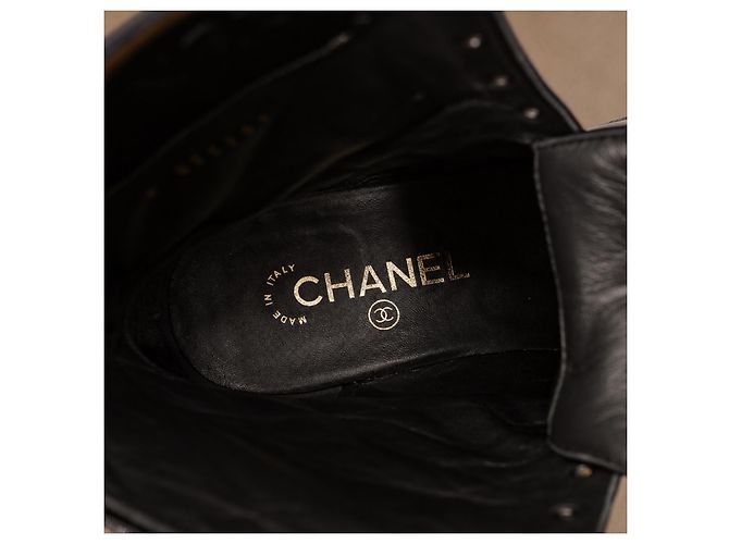 Chanel Runway Pocket Biker Combat Boots Schwarz Leder - Ansicht 18