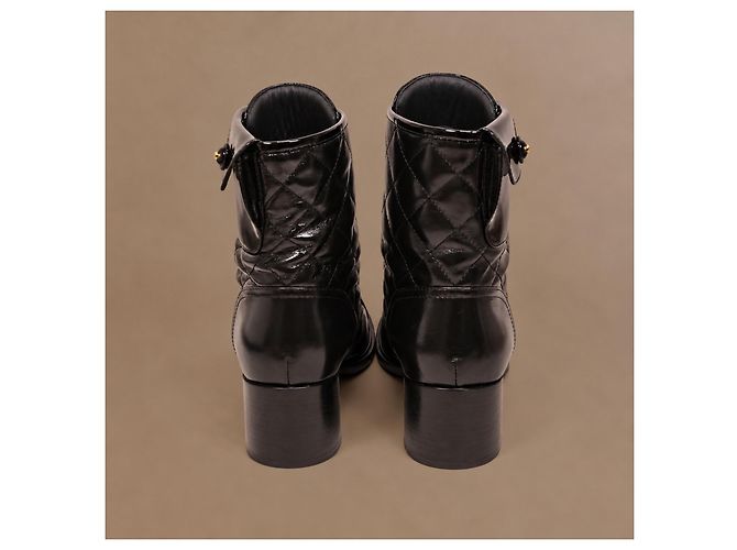 Chanel Runway Pocket Biker Combat Boots Schwarz Leder - Ansicht 6