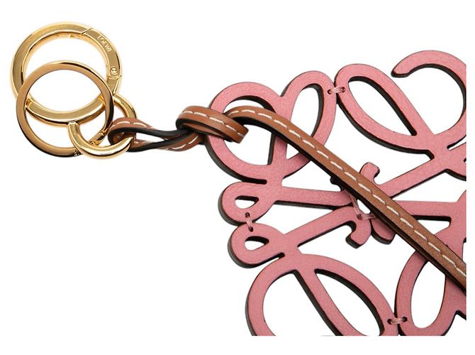 Portachiavi e ciondolo per borsa Anagram in pelle rosa LOEWE - vista 3