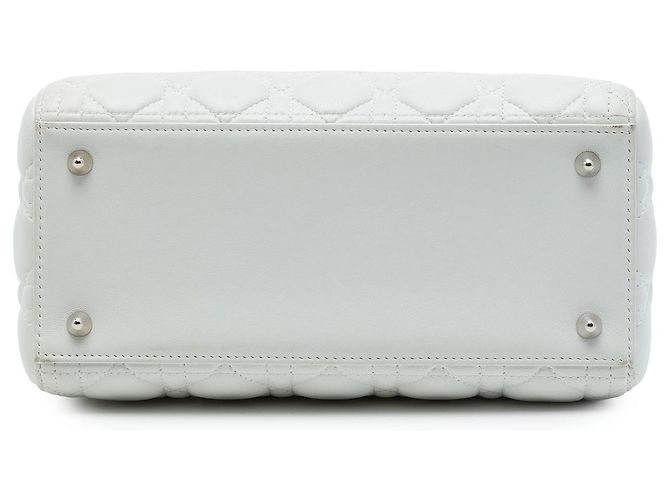 Dior White Medium Lambskin Cannage Lady Dior - vista 3
