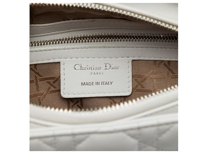 Dior White Medium Lambskin Cannage Lady Dior - vista 5