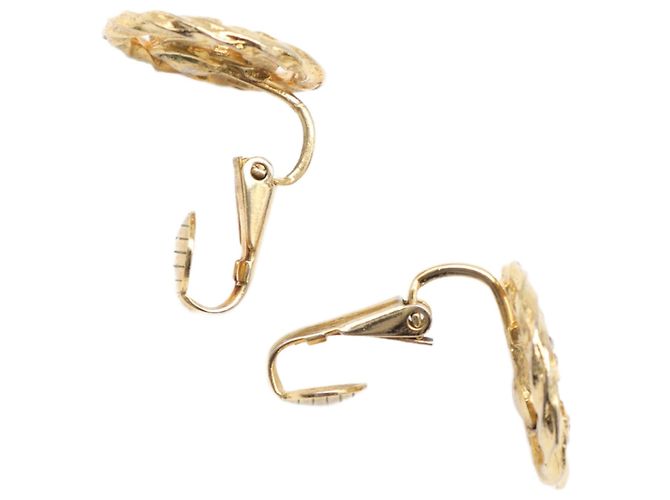 Orecchini a clip rotondi Chanel Gold CC placcati oro con strass - vista 5