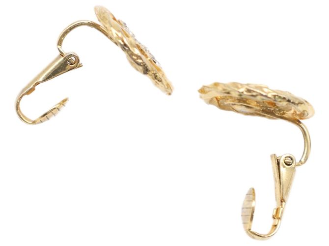 Orecchini a clip rotondi Chanel Gold CC placcati oro con strass - vista 6