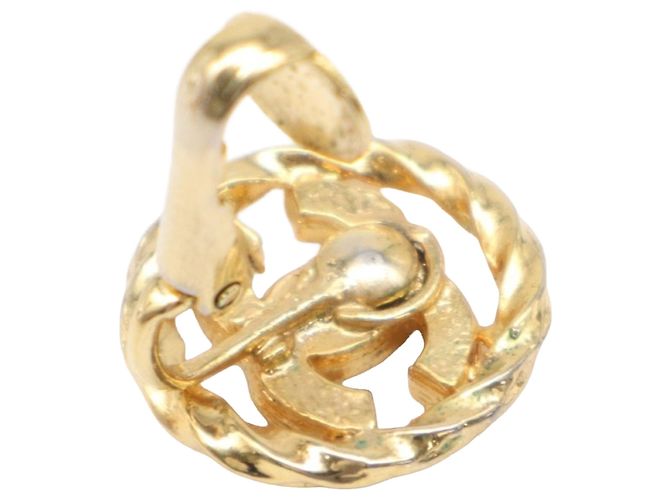 Orecchini a clip rotondi Chanel Gold CC placcati oro con strass - vista 7