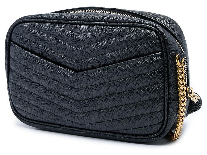 Autre Marque Saint Laurent Lou Camera Bag Mini Grain de Poudre Chevron Monogram Schwarz - Ansicht 2