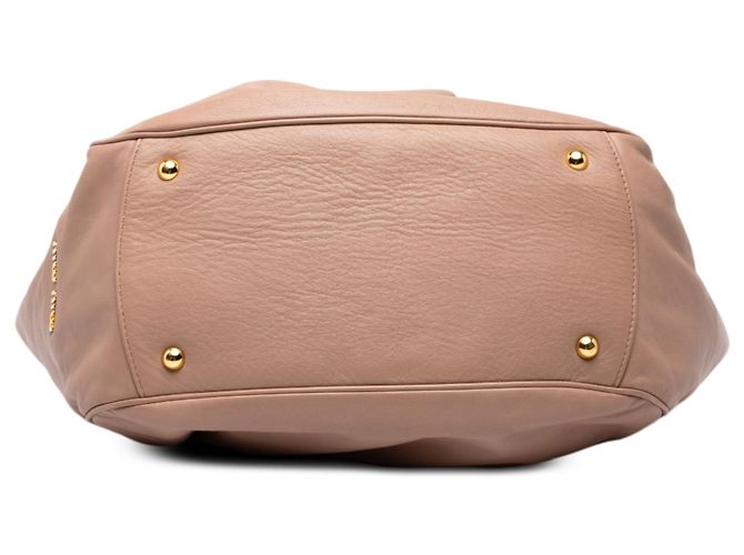 Tote Miu Miu in pelle di agnello rosa con tasche laterali - vista 3