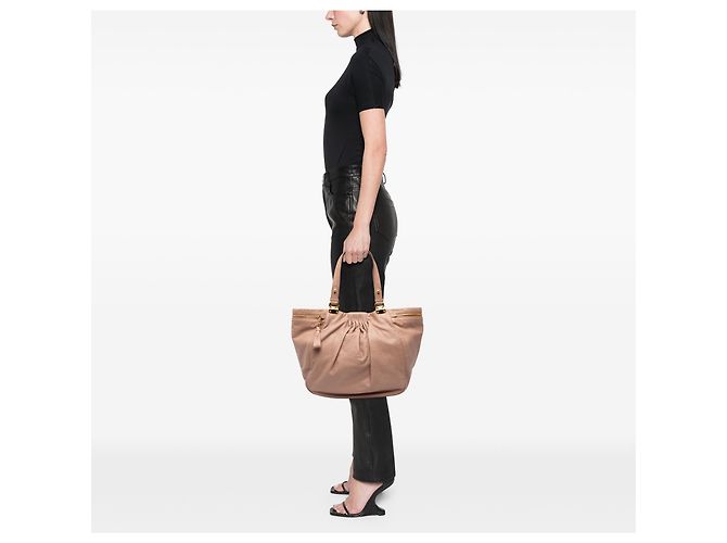 Tote Miu Miu in pelle di agnello rosa con tasche laterali - vista 6
