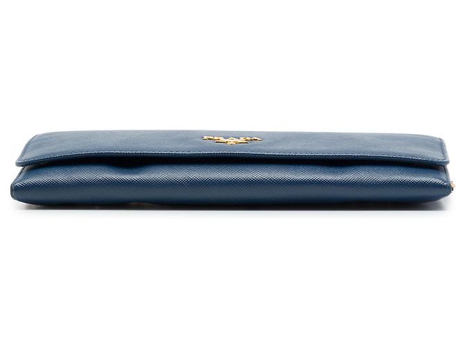Portafoglio con catena Prada Blue Saffiano - vista 3