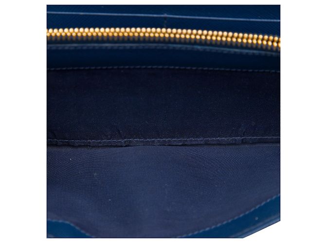 Portafoglio con catena Prada Blue Saffiano - vista 4