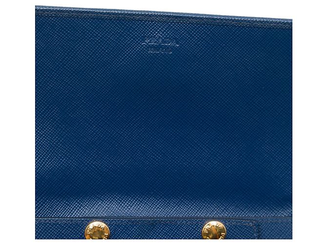 Portafoglio con catena Prada Blue Saffiano - vista 5
