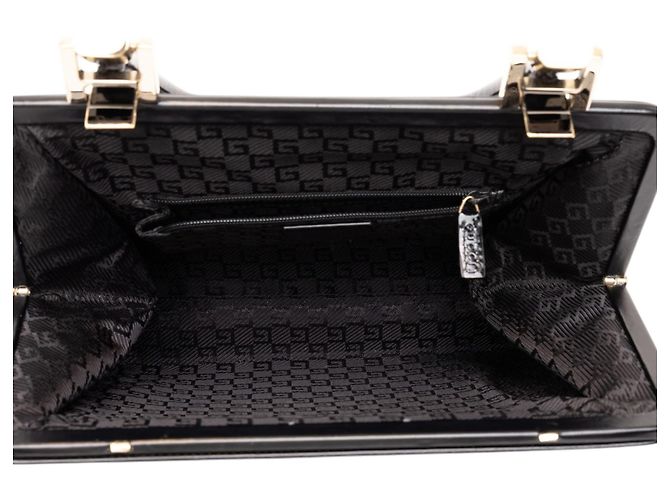 Borsa a mano Gucci in pelle di vitello liscia nera - vista 4