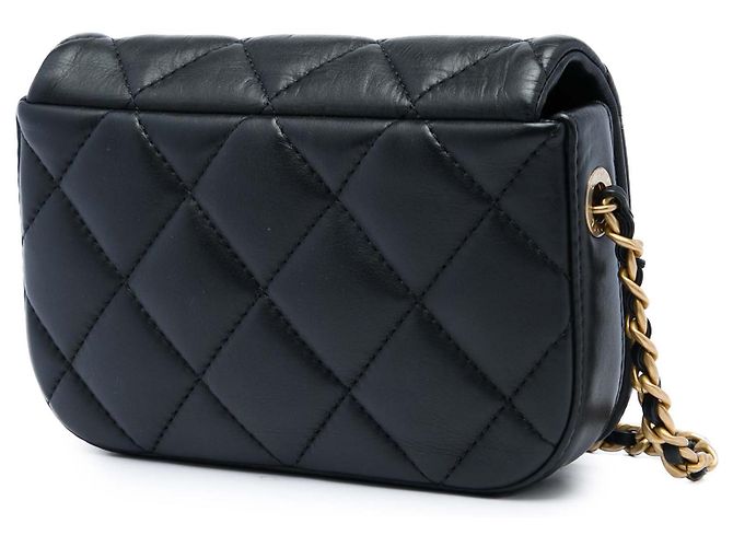 Chanel Black Mini Quilted Calfskin Nailed CC Flap - vista 2
