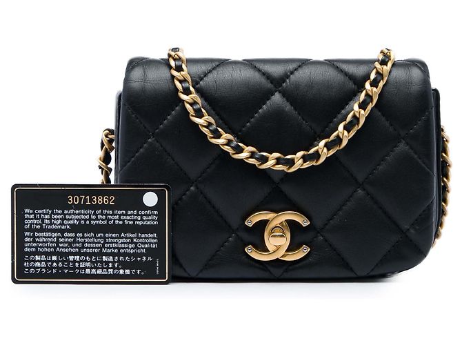 Chanel Black Mini Quilted Calfskin Nailed CC Flap - vista 6