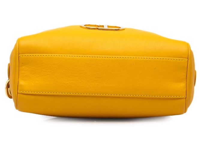 Borsa Dior in pelle gialla con logo CD - vista 3
