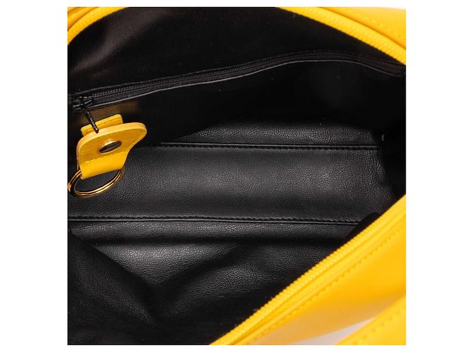 Borsa Dior in pelle gialla con logo CD - vista 4