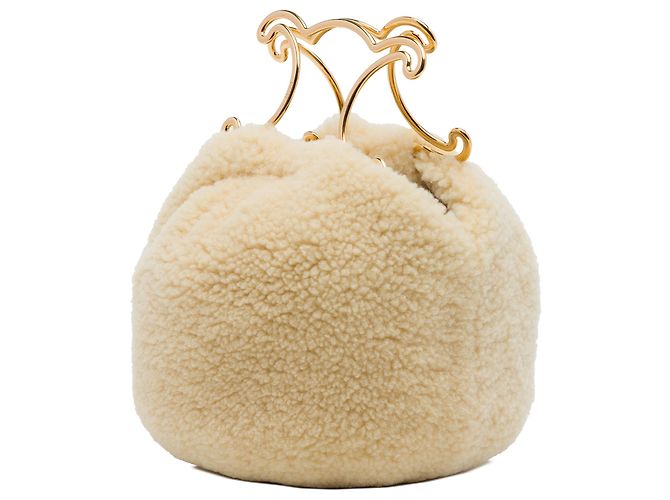Céline Borsa Celine Beige Shearling Triomphe Frame - vista 2