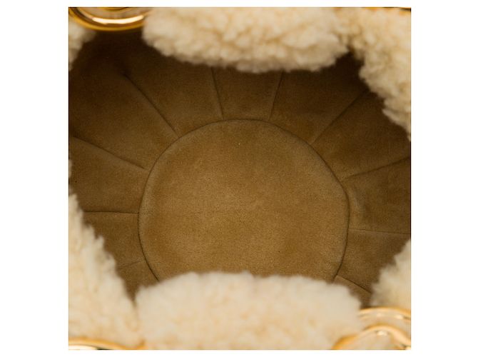 Céline Borsa Celine Beige Shearling Triomphe Frame - vista 4