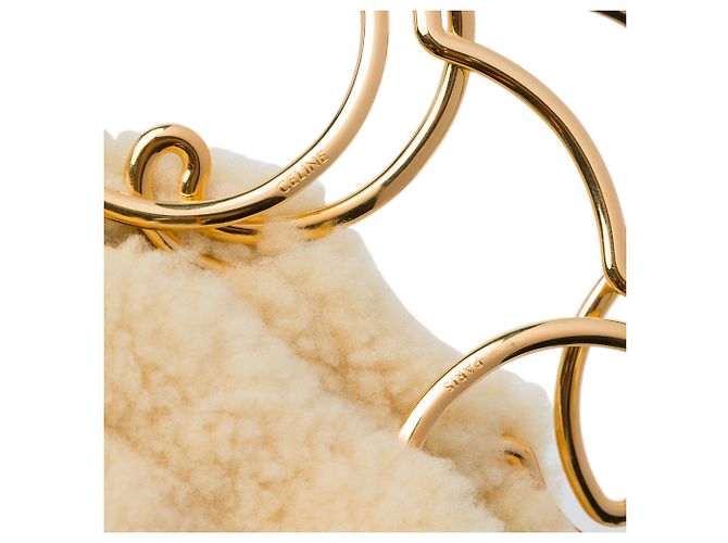 Céline Borsa Celine Beige Shearling Triomphe Frame - vista 5