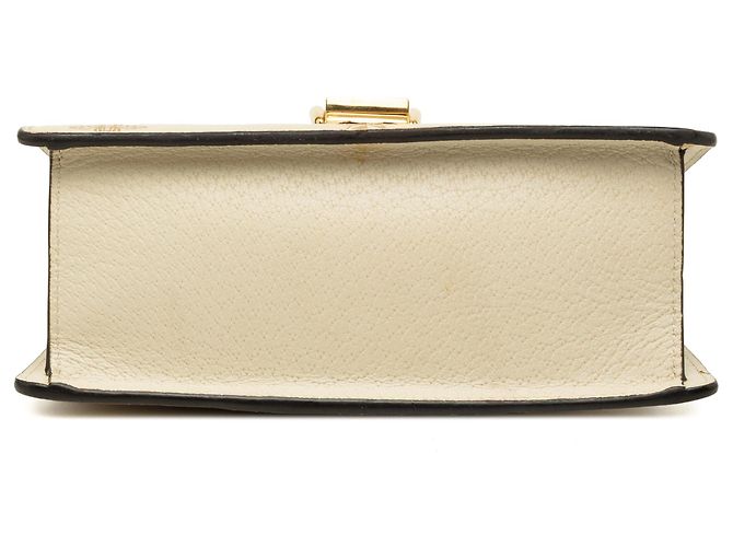 Borsa Gucci White Mini Calfskin Bee Star Web Sylvie Top Handle Bag - vista 3