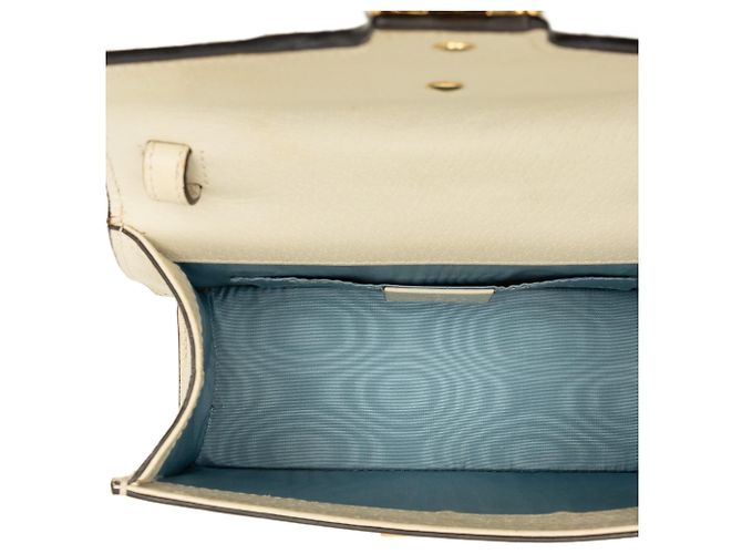 Borsa Gucci White Mini Calfskin Bee Star Web Sylvie Top Handle Bag - vista 4