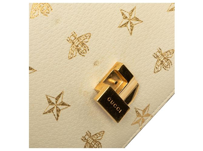 Borsa Gucci White Mini Calfskin Bee Star Web Sylvie Top Handle Bag - vista 6