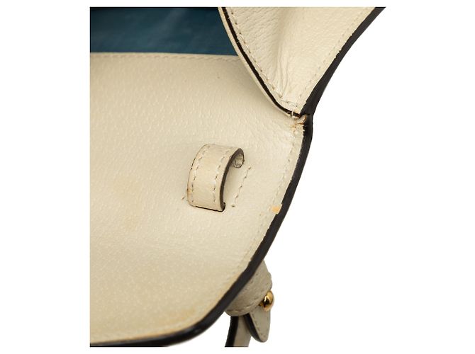 Borsa Gucci White Mini Calfskin Bee Star Web Sylvie Top Handle Bag - vista 8