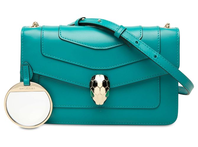 Bulgari Bvlgari Serpenti Forever Chain Crossbody in vitello blu - vista 7