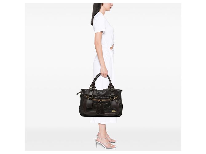 Borsa Bay Chloé in pelle marrone Large - vista 5