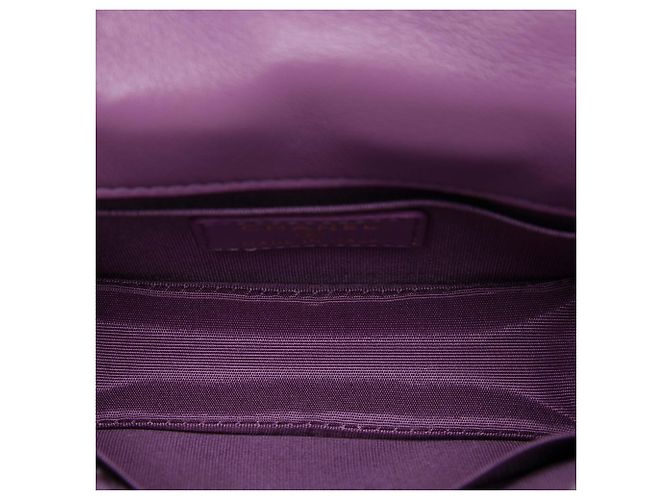 Chanel Mini Quilted Shiny Lambskin Button On Top Flap Viola - vista 4