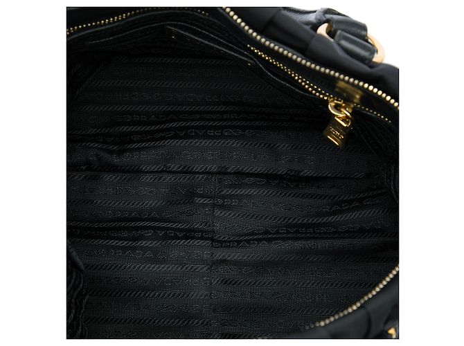 Borsa Satchel Prada in Tessuto Gaufre Nera - vista 4