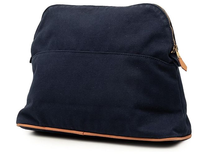 Hermès Blue Toile Bolide Trousse De Voyage Pouch GM - vista 2