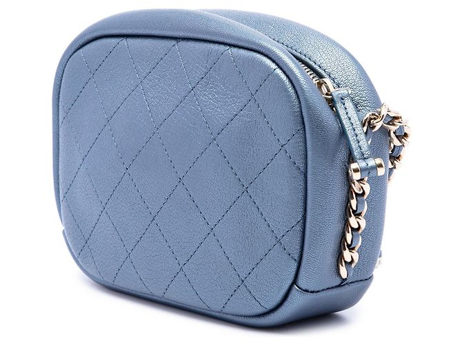 Borsa Camera Chanel Blue Small Quilted Metallic Goatskin Casual Trip - vista 2