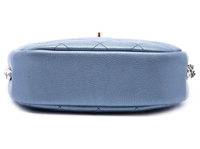 Borsa Camera Chanel Blue Small Quilted Metallic Goatskin Casual Trip - vista 3