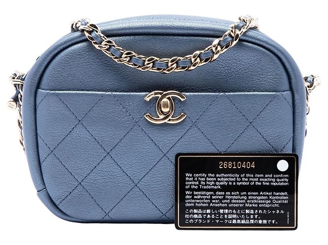 Borsa Camera Chanel Blue Small Quilted Metallic Goatskin Casual Trip - vista 7