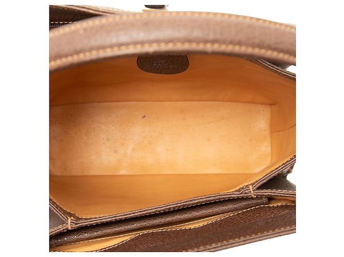 Bamboo Borsa Satchel Gucci in pelle di vitello martellata marrone con bambù - vista 4